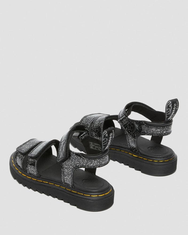 Black Kids' Dr Martens Junior Klaire Glitter Sandals | CA 718VRW